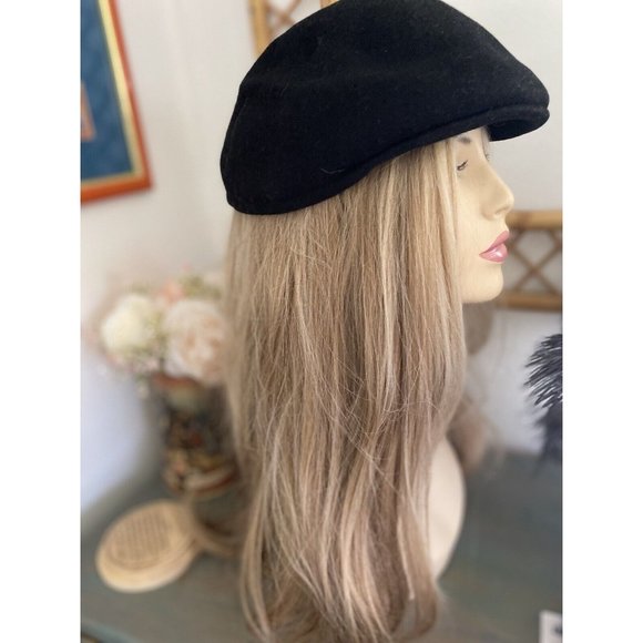 Country Gentleman Black‎ 100% Wool Newsboy Cap Hat Fitted Medium Size Vintage - Picture 12 of 16